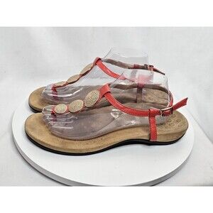 Vionic Womens Lizbeth Coral Leather T Strap Thong Sandals Size 10